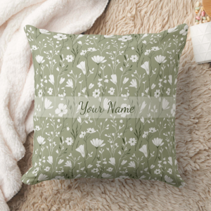 Buy personalized sage green floral square pillow